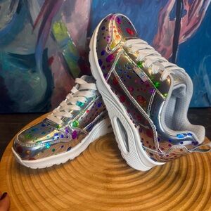 kechers Street Uno Metallic Lava ilver/Multi Sneakers Women's Size 9